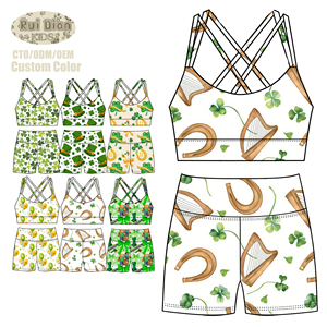 <span class=keywords><strong>Ensemble</strong></span> de yoga d'été pour <span class=keywords><strong>fille</strong></span> : débardeur et short imprimés personnalisés, confortables et respirants, motif vert - Product Image 2