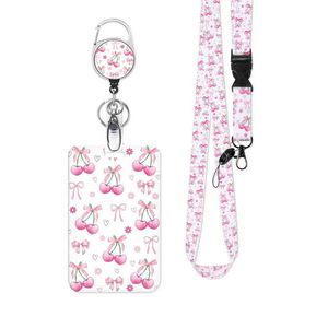 สายคล้องคอสำหรับบัตรประจำตัวผู้หญิงแบบพับเก็บได้ ยี่ห้อ Cross-border Cherry พร้อมคลิปหนีบด้านหลัง หมุนได้ 360 องศา - Product Image 1
