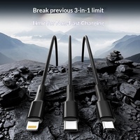 Câble USB 2.0 tressé en nylon 3-en-1 à charge rapide pour voiture avec transfert de données et compatibilité Android USB-C