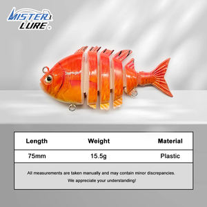 MISTER LURE 6-teiliger Kunstköder, Harter Plastik-Schwimmköder mit Mehrfachgelenken für Barsch, Hecht und Wolfsbarsch - Product Image 4