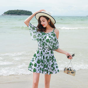 Women Two Piece <b>Swimsuit</b> Set Round Neck Crop Top Tummy Control Beachwear Swimwear Adult Fashion Swimwear Set A6604 - Product Image 2