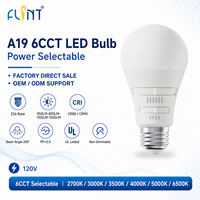 Ampoule LED A19 fonctionnelle à prix direct usine, 1500LM, 6 températures de couleur sélectionnables, 4 niveaux de puissance, culot E26, 120VAC, pour usage résidentiel, certifiée UL