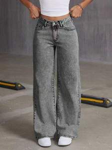 Pantalon droit pour <span class=keywords><strong>femme</strong></span> de haute qualité, respirant, à séchage rapide, coupe ample, jean décontracté à jambes larges, jean d'été - Product Image 4