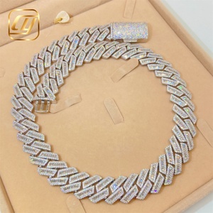 Cadena de eslabones cubanos Miami de 18 mm, joyería hip hop, plata de ley 925, diamantes de moissanita VVS, cadena cubana con incrustaciones de diamantes, collar Buss Down - Product Image 3