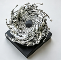 Sculpture moderne en acier inoxydable en forme de vague, pièce d'art métallique pour les halls d'hôtels et les entrées, décoration abstraite sur le thème de l'eau tourbillonnante
