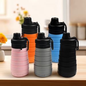 ขวดน้ำซิลิโคนปลอดสาร BPA คุณภาพสูง พับได้ บีบได้ พกพาสะดวก สำหรับเดินทาง ออกกำลังกาย เล่นกีฬา พร้อมช่องเก็บของ - Product Image 5