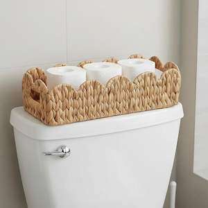 Cesto de Rattan de Jacinto d'Água para Banheiro, Bandeja Vazia de Vime para Lavatório e Tanque de Banheiro, Design Moderno - Product Image 2