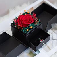 Lovebay Hot Sales Eeuwige Roos in Acryl Doos, Eeuwig Ge conserveerde Rozen in Vierkante Juwelendoos voor Valentijnsdag en Moederdag Cadeau