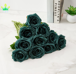 Bouquet de roses artificielles, fleurs ouvertes, tiges de roses pour l'arrangement de mariage, Bouquet de mariée, centre de table, fleurs en soie - Product Image 5