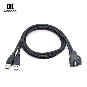 <span class=keywords><strong>C</strong></span>âble d'extension <span class=keywords><strong>USB</strong></span> <span class=keywords><strong>double</strong></span> 3.0 carré pour tableau de bord de voiture, en PVC tressé, résistant à l'eau IP65, à chargement rapide - Product Image 5
