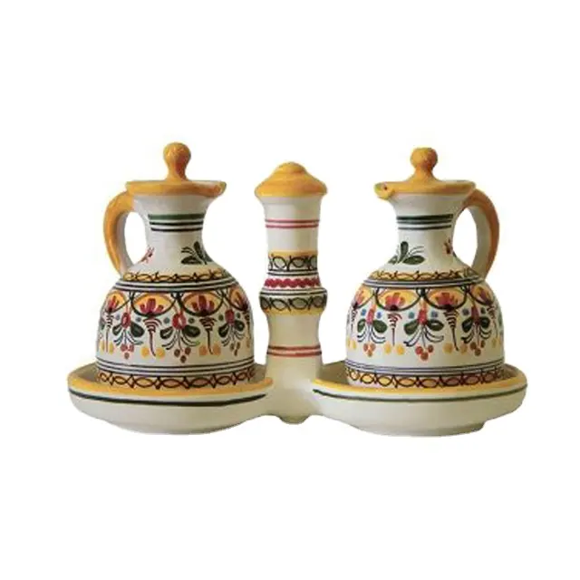 kitchen ware utensil multicolour eco-friendly ceramic olive oil bottle handmade glazed porcelain oil bottle set