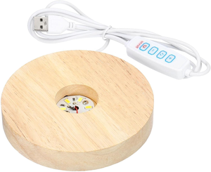 Lampe de chevet en bois de bambou, lumière blanche chaude, 16 couleurs <span class=keywords><strong>RGB</strong></span> changeantes, télécommande, décoration de chambre, boule de cristal 3D, artisanat, veilleuse - Product Image 5