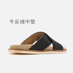 <span class=keywords><strong>Sandalias</strong></span> deslizantes de cuero de vaca con logotipo personalizado de XINZI RAIN, suela blanda de cuero auténtico de alta calidad, zapatillas árabes con correa cruzada para hombres y mujeres - Product Image 5