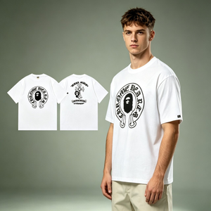 T-shirt tricoté imprimé par transfert thermique pour homme 2026, 100 % coton, écologique, décontracté, coupe ample, col rond, grande <span class=keywords><strong>taille</strong></span>, respirant - Product Image 1