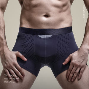 CELINNE Breathable Support <b>Men</b> Boxer Brief Underwear Separated Ball <b>Pouch</b> Design High Stretch Comfort <b>Men</b> Underwear - Product Image 1