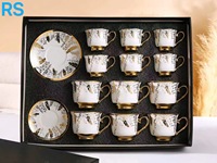 Nouvelles tasses à café en céramique exquises pour l'heure du thé, avec soucoupe, ensembles de tasses à thé avec décor plaqué or
