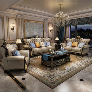 Avrupa tarzı deri oturma odası kanepe kombinasyonu katı ahşap oyma kanepe tepeli dinlenme koltuğu için ev otel mobilya - Product Image 3