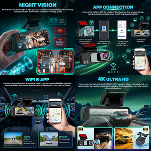 Cámara para Auto Podofo Dash Cam 4K de Doble Lente, 3.16 Pulgadas, Grabación en Bucle, Visión Nocturna, Detección de Movimiento, GPS, Wifi y Aplicación, Sensor G - Product Image 2