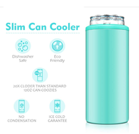 Refroidisseur de canettes isotherme 12oz en acier inoxydable à double paroi, support pour canettes de bière fines et hautes, gobelet à bière