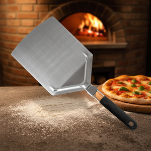 Utensilios para Pizza de Acero Inoxidable, <span class=keywords><strong>Pala</strong></span> para Pizza, Paleta para Hornear con Mango de <span class=keywords><strong>Goma</strong></span> Plegable para Herramientas para Hornear Pizza - Product Image 1