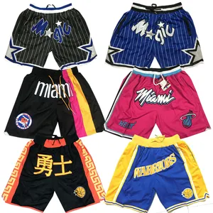 Wholesale New Just Mens Warrior Don pocket Heat Basketball Shorts Hip Hop Embroidery Mesh Sports Wear Magic