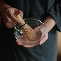 Bol à matcha japonais, bol à thé en verre martelé et accessoires pour service à thé en verre, bol en verre transparent.