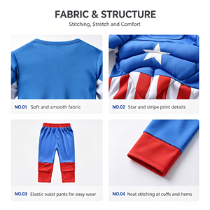 Costume di Halloween per Bambini, Captain America, Spider-Man, <span class=keywords><strong>Batman</strong></span>, <span class=keywords><strong>Superman</strong></span>, Outfit Muscolare Diviso ODM - Product Image 4