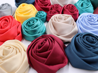 Grosir Kain Satin Mawar Applique Bunga Dekorasi Buatan Tangan