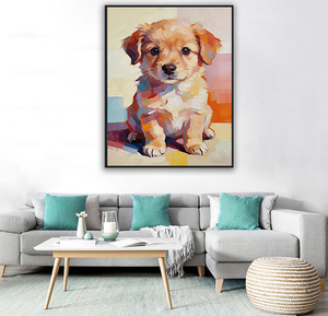 <span class=keywords><strong>Peinture</strong></span> par numéros <span class=keywords><strong>de</strong></span> <span class=keywords><strong>chien</strong></span> en acrylique brossé, peinte à la main, écologique, moderne, kit <span class=keywords><strong>de</strong></span> décoration murale DIY pour la maison - Product Image 3