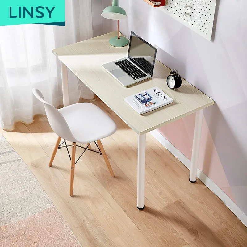 Mesa de oficina de madera sencilla para el hogar, escritorio moderno con silla