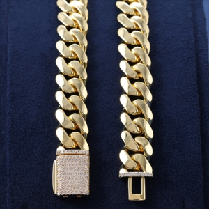 Bracciale Cubano da <span class=keywords><strong>Uomo</strong></span> Placcato Oro 14k 18k per Uso Quotidiano, 8-22mm, in Ottone <span class=keywords><strong>e</strong></span> Zirconi, Catena Miami Cuban Link, Gioielleria Fine - Product Image 6