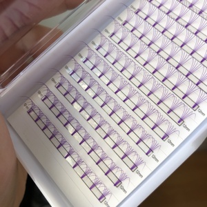 Mèo mắt lông mi Hàn Quốc PBT sợi wispy Fan 0.10mm màu xanh nâu tím hồng lông mi mở rộng 3D 4D 5D gốc ngắn lông mi - Product Image 5