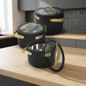 Ensemble de casseroles en acier inoxydable avec couvercles en verre, ustensiles de cuisine ronds durables pour tous les types de cuisinières, diamètre 20 cm, design minimaliste - Product Image 6