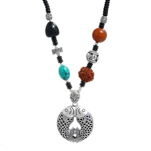 Collar con Colgante Giratorio de Semilla de Bodhi Vintage al por Mayor para <span class=keywords><strong>Mujer</strong></span>, <span class=keywords><strong>Cadena</strong></span> Ajustable de Plata Tibetana y Ámbar para Suéter - Product Image 5