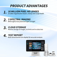 AI Cheveux et cuir chevelu Caméra HD 10X-200X Zoom Trispectral Lmaging Analyseur de cheveux précis Machine d'analyse du cuir chevelu