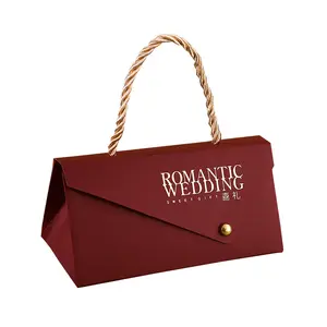 Sac cadeau en papier aluminium doré avec poignées boîte cadeau rouge boîtes cadeaux de mariage emballage sacs de remerciement petite boîte à bonbons