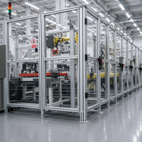 Clôtures en profilés d'aluminium, Enceintes de protection en alliage d'aluminium pour robots industriels, Garde-corps en aluminium pour entrepôts.