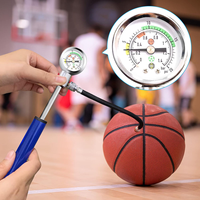 Pompe à ballon de basket portable JUNYE en alliage d'aluminium avec manomètre, aiguilles de gonflage et valve de décompression