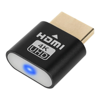 JILIAN Faux écran métallique pour adaptateur sans tête Ghost Monitor, émulateur d'affichage HDTV 4K avec lumière LED