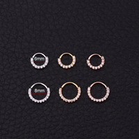 Bague d'oreille ouverte en cuivre doré fantaisie 20G avec zircon, bijou de nez, cadeau de mariage chrétien pour enfants, plaqué or tendance