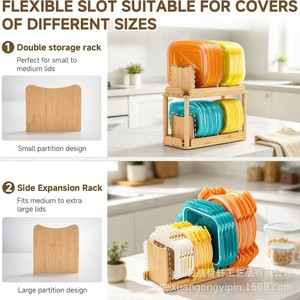 Bamboo Kitchen Storage <b>Rack</b> Multi Compartment <b>Dish</b> Organizer Tidy Tableware Holder for Kitchen Use - Product Image 2