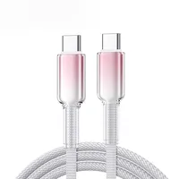 Câble de charge rapide double Type-C NNBILI anti-surchauffe 65W en PVC tressé transparent pour iPhone 16 15 Pro Max Macbook