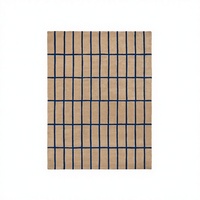 Karierter Teppich Creme-Gold Handgetuftete Wolle Modern Einfarbig Schlingenstruktur Hochflorig Handgefertigt Langlebig Waschbar Rutschfest Haustierfreundlich Picknick-Geeignet