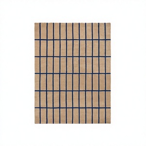 Checker Rug <b>Cream</b> Gold Hand Tufted Wool Modern Solid Color Loop High Pile Handmade Durable Washable Non-Slip Pet Friendly Picnic - Product Image 2