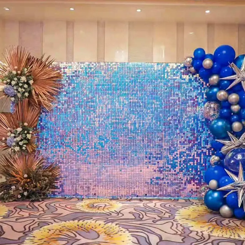 Pırıltılı 3D temizle zemin pullu Panel perde düğün zemin özel reklam parti arka plan para fiesta