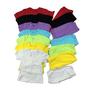 Conjuntos de Ropa de Verano para Niños y Niñas de Algodón Suave en Colores Puros, Camisetas con Pantalones Cortos - Product Image 1
