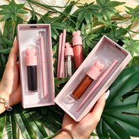 Set Lip Gloss dan Lip Liner Label Pribadi Kustom 2 in 1 Lipstik Cair Matte Tahan Air Lipgloss Berkilau Perlengkapan Rias Bibir
