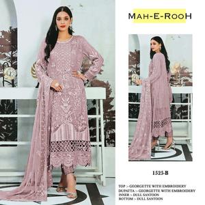 Faux Georgette lourde de bonne qualité avec séquence de 3mm brodé costume pakistanais de travail pour la fête de mariage et les vêtements de plein air - Product Image 2