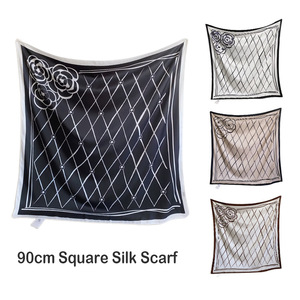 Foulard carré en soie sergé 90 cm, imprimé multicolore, style européen et américain, pour femme, vente en gros transfrontalière - Product Image 2