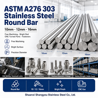 Barre ronde en acier inoxydable ASTM A276 303 de 10 mm, 12 mm, 16 mm, à usinage facile, tige brillante pour pièces tournées CNC et fixations
